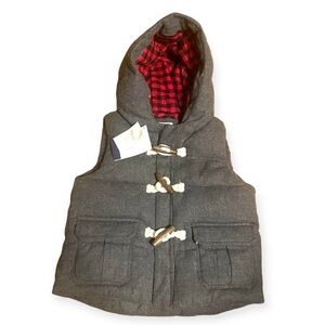 Baby Gap Quilted Toggle Gray Hoodie Vest NWT 12-18 month